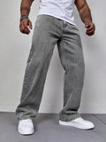 Men’s Straight Fit Grey Denim Jeans -Comfortable Daily Wear