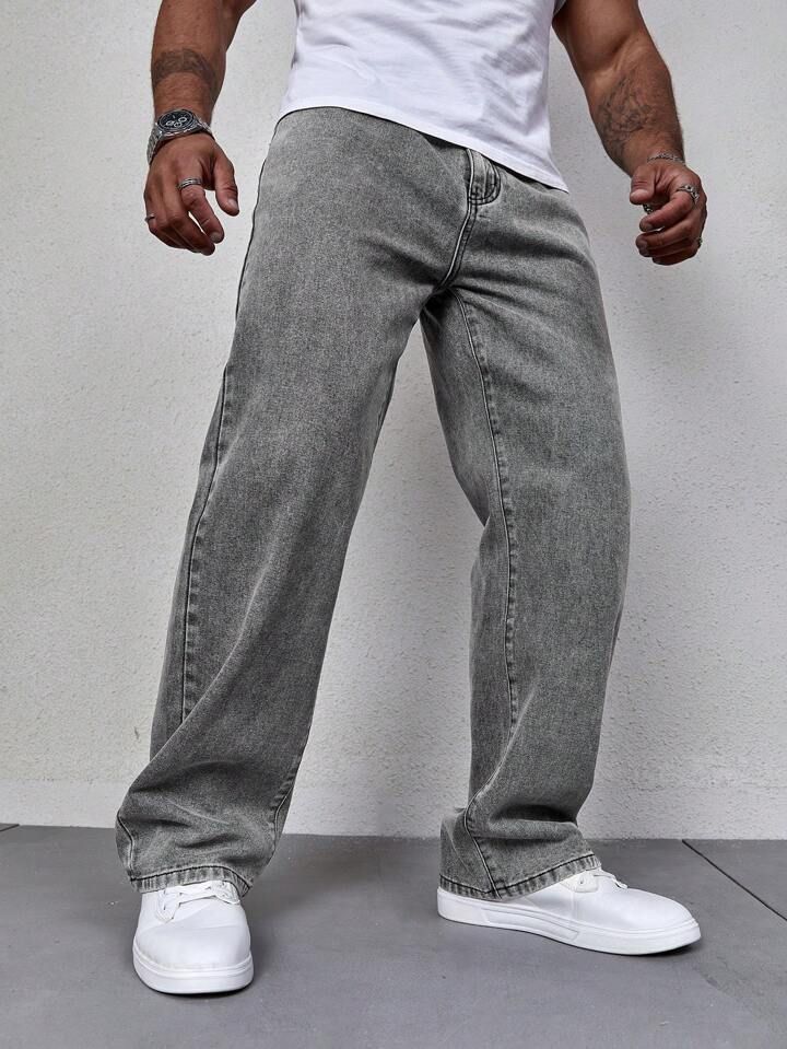 Men’s Grey Straight Fit Denim Jeans | Comfortable Daily Wear