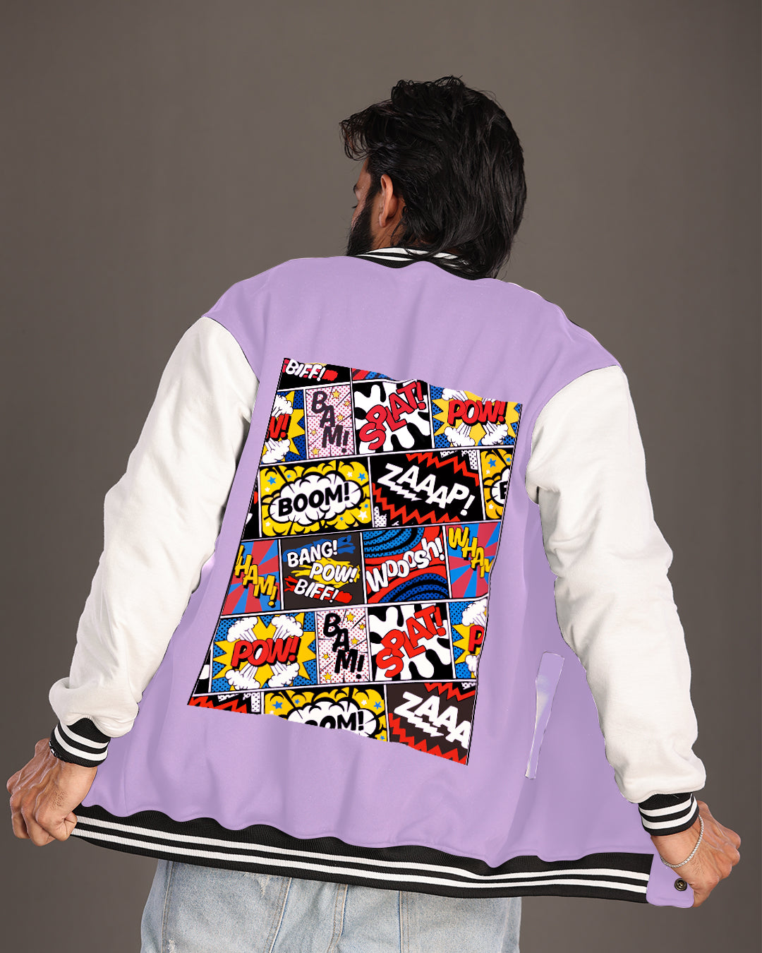 Fortune Fashion : Men's Purple Varsity Jacket - Money Man Deluxe Edition
