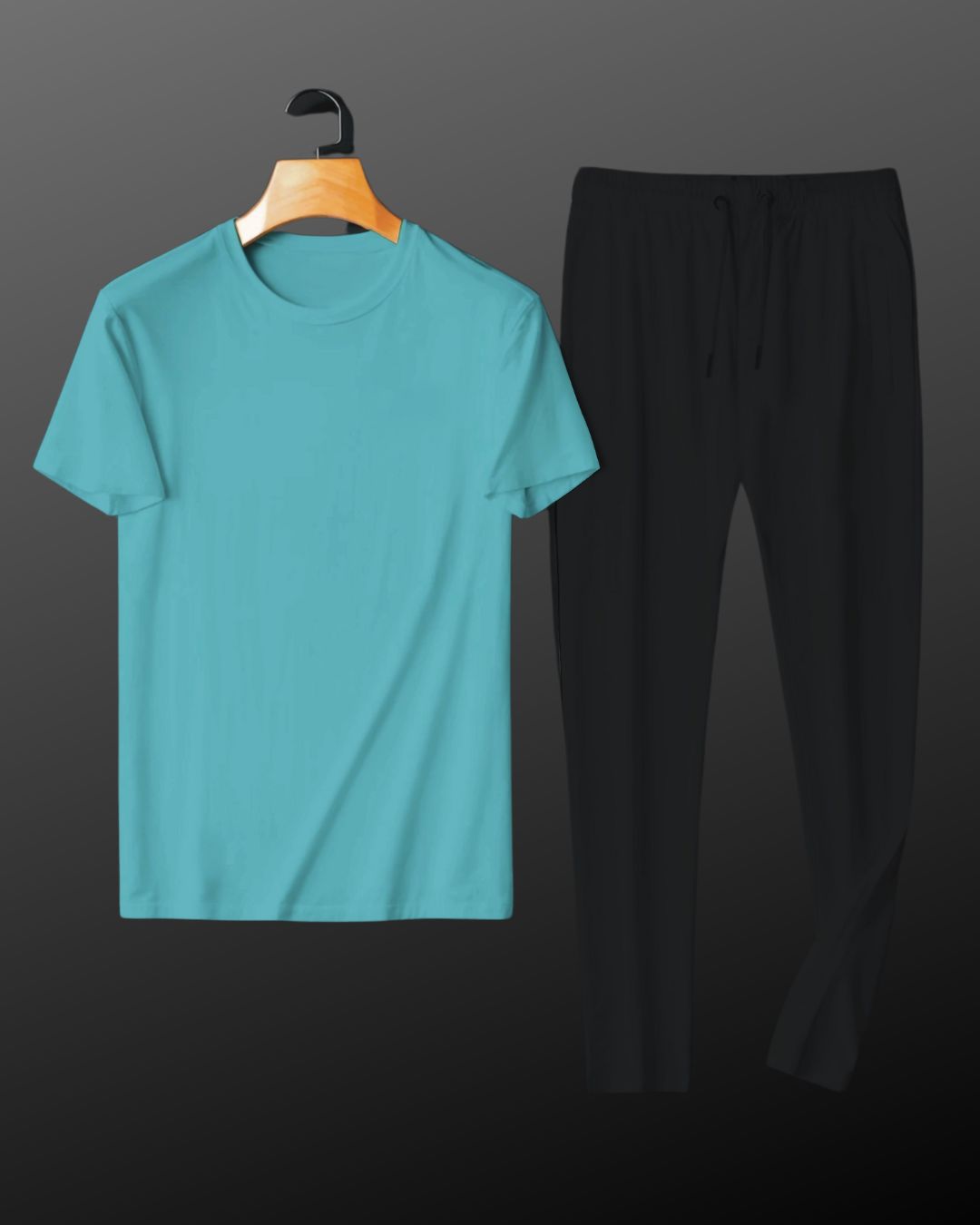 Blue and solid oversized Men's Co-Ord Set