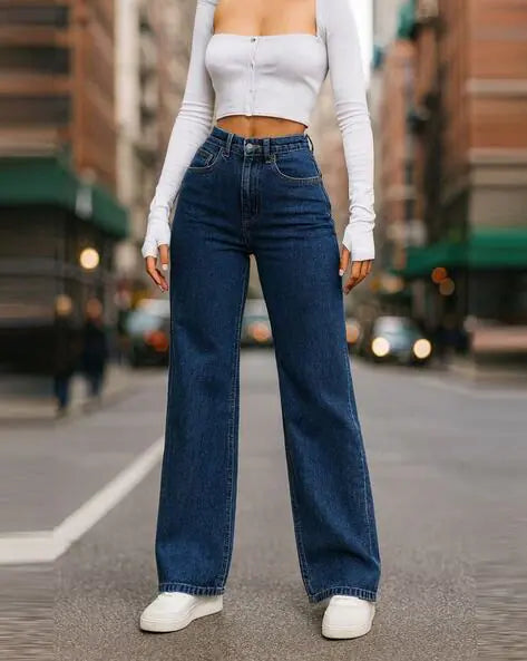 Women’s Straight Fit Blue Denim Jeans | Comfortable Daily Wear