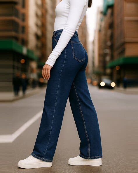 Women’s Straight Fit Blue Denim Jeans | Comfortable Daily Wear