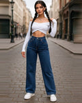 Women’s Straight Fit Blue Denim Jeans | Comfortable Daily Wear