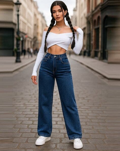 Women’s Straight Fit Blue Denim Jeans | Comfortable Daily Wear