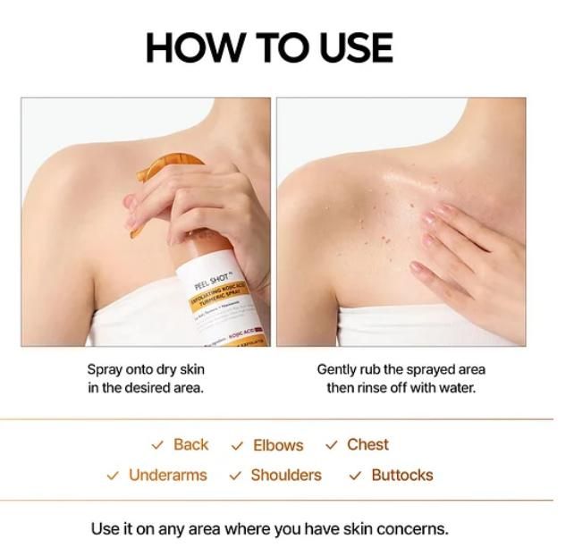 Shiana Exfoliating Kojic Acid Turmeric Spray | Skin Brightening & Tan Removal | 400 ml x 2 (Pack of 2)