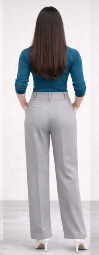 Women’s Grey High-Waist Wide-Leg Palazzo Pants | Office & Casual Wear