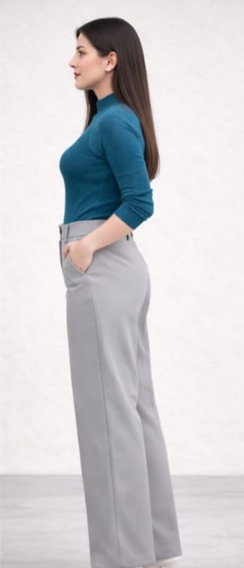 Women’s Grey High-Waist Wide-Leg Palazzo Pants | Office & Casual Wear