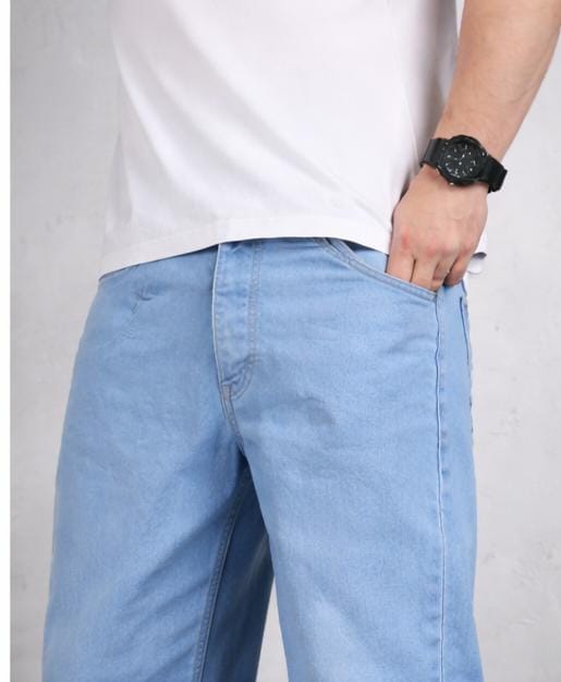 Angerhood Men’s Blue Wide-Leg straight loose fit jeans