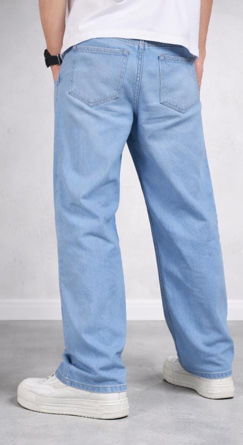 Angerhood Men’s Blue Wide-Leg straight loose fit jeans