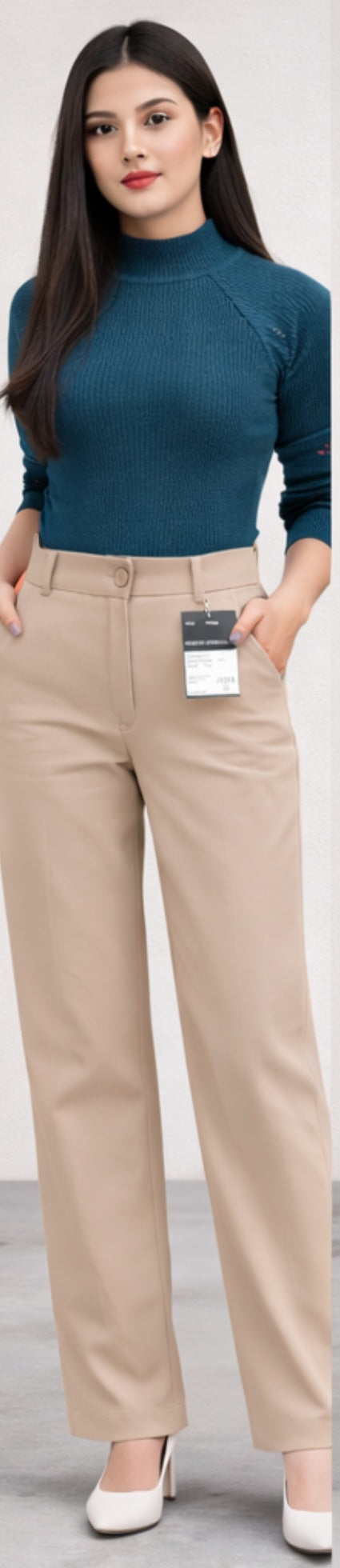 Women’s Beign High-Waist Wide-Leg Palazzo Pants | Office & Casual Wear