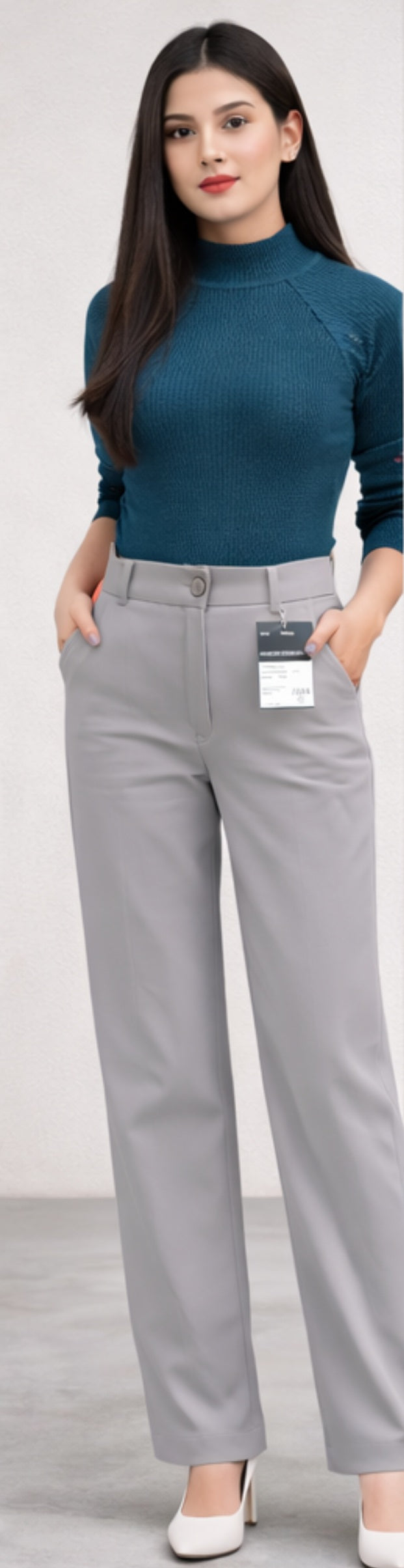 Women’s Grey High-Waist Wide-Leg Palazzo Pants | Office & Casual Wear