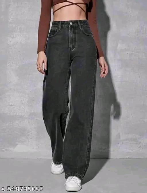 Women’s Straight Fit Grey Denim Jeans-Comfortable Daily Wear