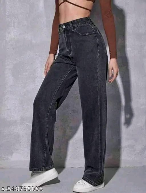 Women’s Straight Fit Grey Denim Jeans-Comfortable Daily Wear