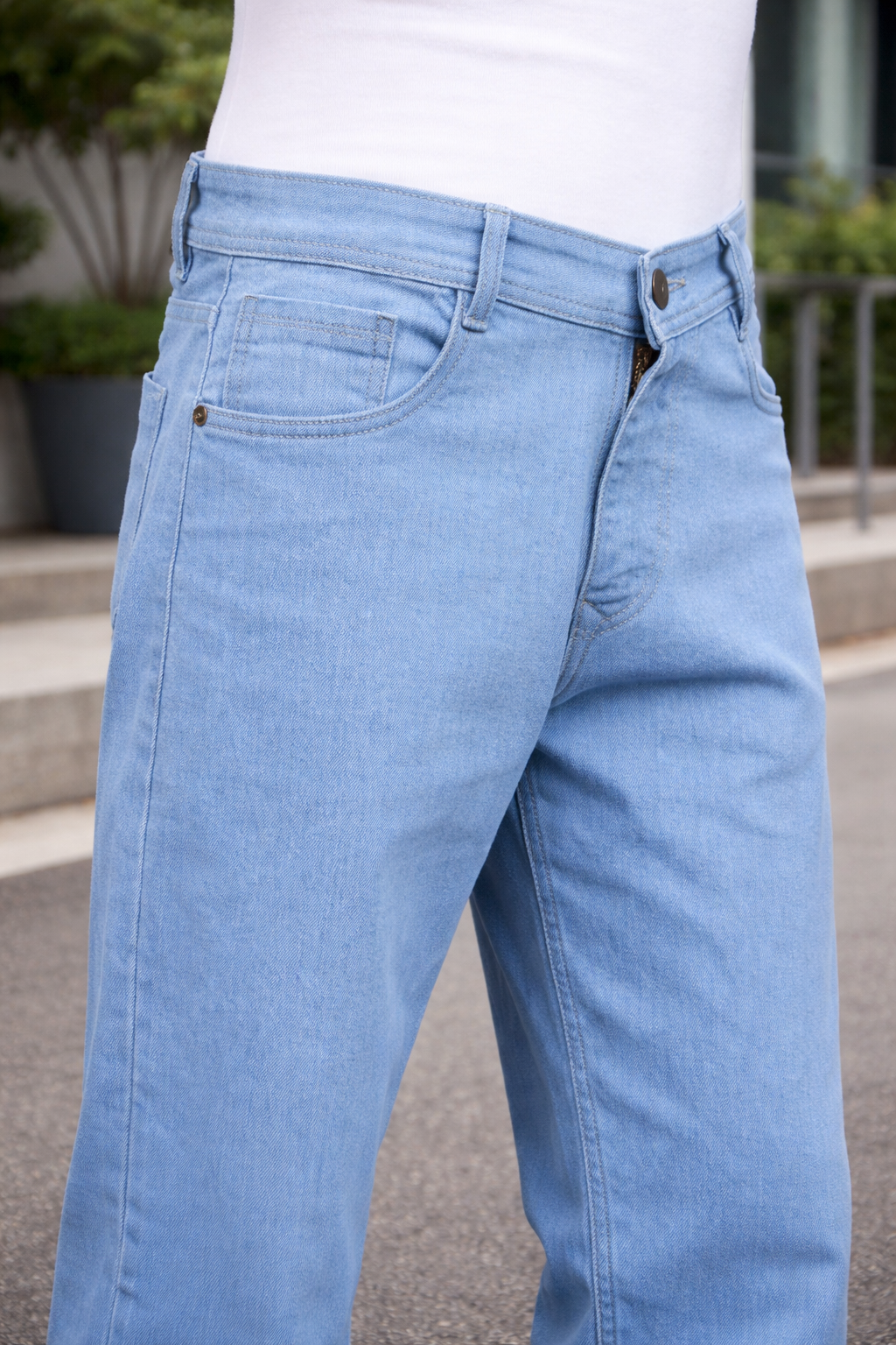 Angerhood Men’s Blue Wide-Leg straight loose fit jeans